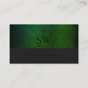 Modern Teal Green Gradient Dark Gray with Monogram Business Card