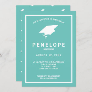 Modern Teal Green Graduation Invitation