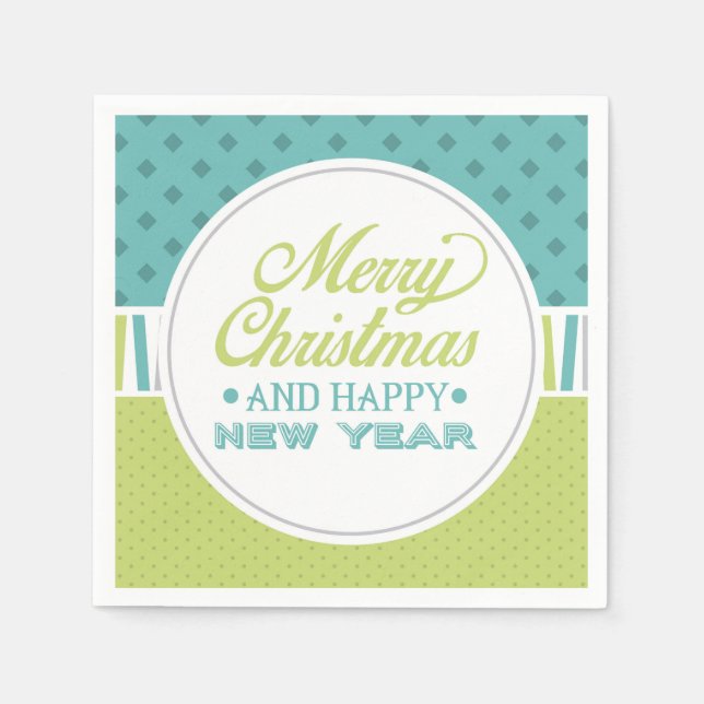 Modern Teal Green Merry Christmas | Holidays Napkins (Front)