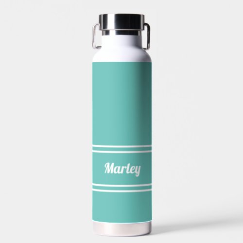 Modern Teal Green Minimalist Stylish Classic Name Water Bottle