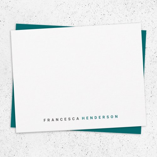 Modern Teal Green Trendy Minimalist Simple Note Card