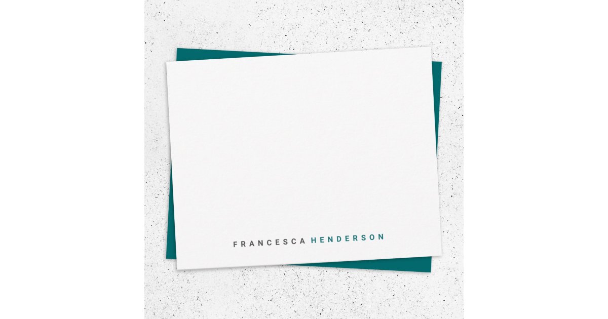 Modern Teal Green Trendy Minimalist Simple Note Card | Zazzle