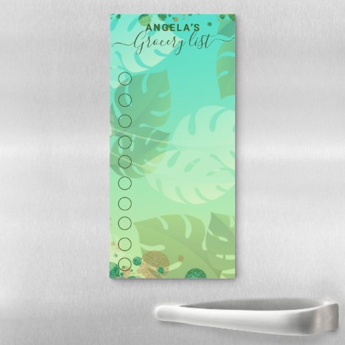 Modern Teal Green Tropical Exotic Grocery List Magnetic Notepad