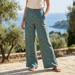 Modern Teal Grey Geometric Tribal Aztec Pattern Fabric