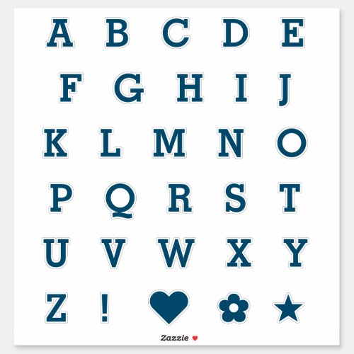 Modern Teal Letters  Monogram Alphabet Stickers
