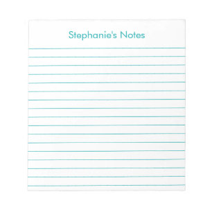 Modern Teal Lined Personalized Notepad