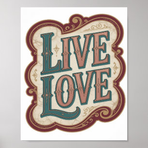 Modern Teal LIVE LOVE Design Poster