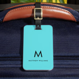 Modern Teal Minimal Monogram Custom Luggage Tag