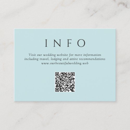 Modern Teal Minimalist QR Code Wedding Enclosure Card
