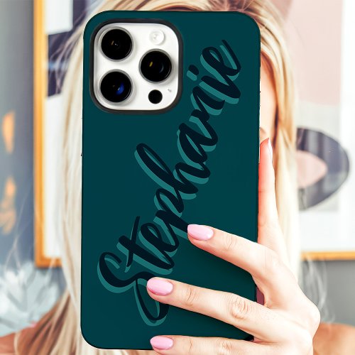 Modern Teal Minimalist Script Name Iphone 16 Pro Max Case