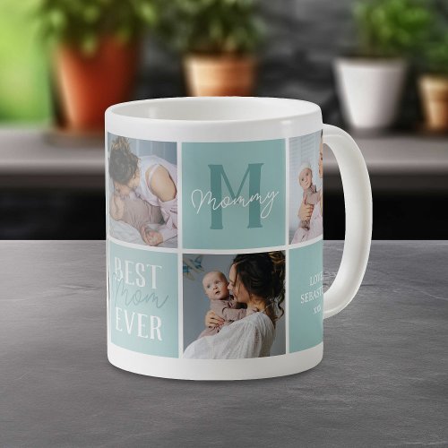 Modern Teal Mom Photo Collage Coffee Mug