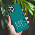 Modern Teal Monogram Initials Contemporary iPhone 16 Pro Max Case<br><div class="desc">Modern Teal Monogram Initials Contemporary Phone 16 Pro Max Cases features a your custom personalized monogram in modern script typography. Perfect for family and friends for birthdays,  Christmas,  holidays,  Mother's Day,  Father's Day and more. Designed by ©2024 Evco Holidays www.zazzle.com/store/evcoholidays</div>