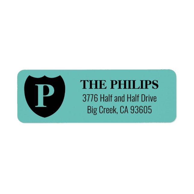 Modern Teal Monogram Logo Label (Front)
