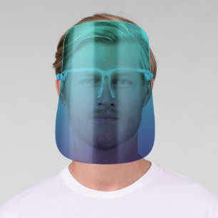 Modern teal navy blue ombre gradient face shield