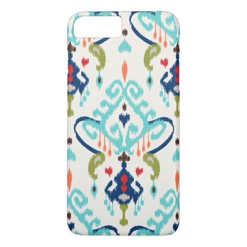 Modern teal navy red ikat tribal pattern iPhone 8 plus7 plus case