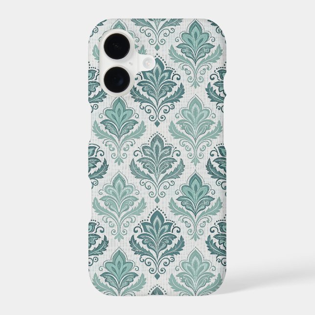 Modern Teal Nordic Damask iPhone Case (Back)