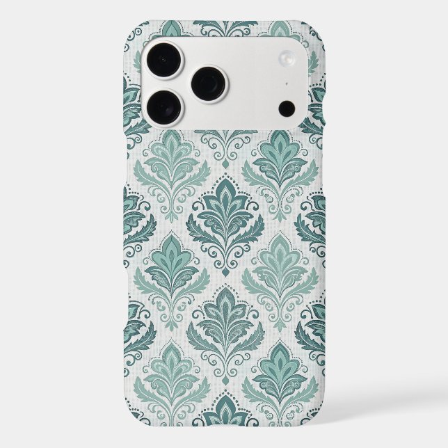 Modern Teal Nordic Damask iPhone Case (Back)