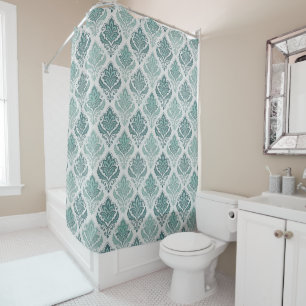 Modern Teal Nordic Damask Shower Curtain