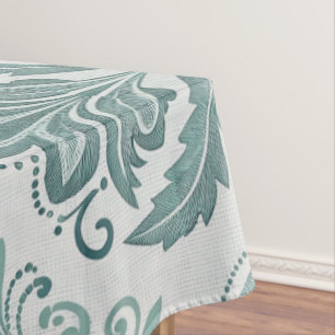 Modern Teal Nordic Damask Tablecloth