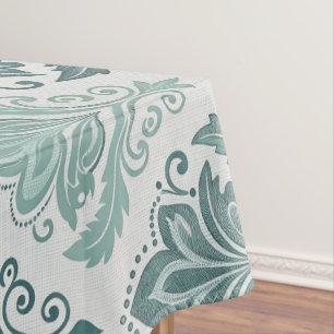 Modern Teal Nordic Damask Tablecloth