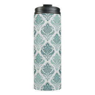 Modern Teal Nordic Damask Thermal Tumbler