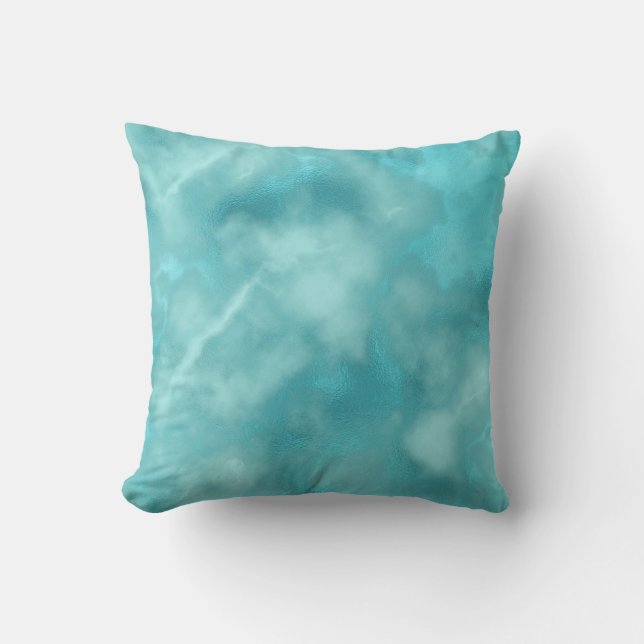 Modern Teal Ocean Abstract Aqua Throw Pillow (Front)