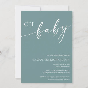 Modern teal Oh Baby gender neutral shower Invitation