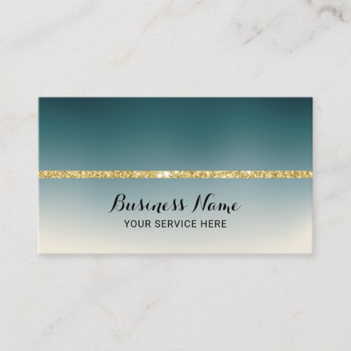 Modern Teal Ombre Gold Stripe Beauty Boutique Business Card