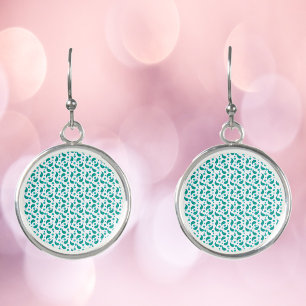 Modern Teal Paisley Print • Stylish Floral Pattern Earrings