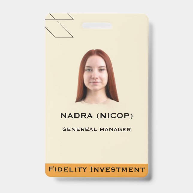 Modern Teal & Peach Abstract Professional Employee Badge (Front)