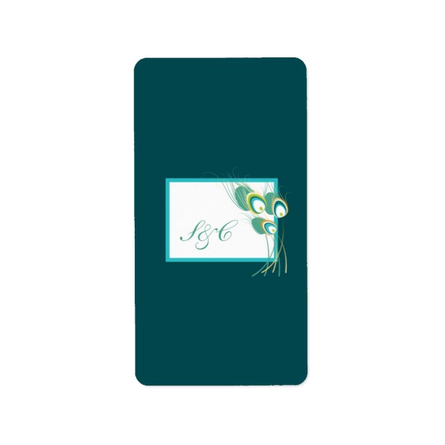 Modern Teal Peacock Wedding Hershey's Miniature Label (Front)