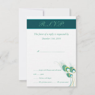Modern Teal Peacock Wedding RSVP Cards