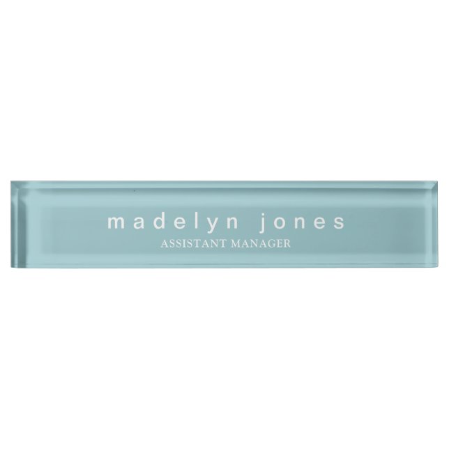 Modern Teal Personalized Desk Name Plate (Front)