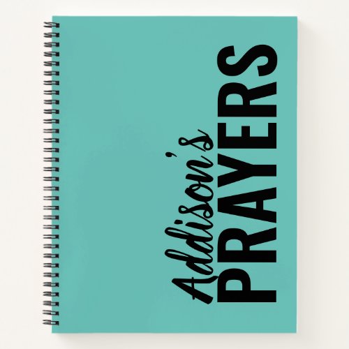 Modern Teal Personalized Prayer Journal Notebook