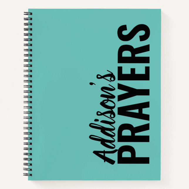 Modern Teal Personalized Prayer Journal Notebook (Front)
