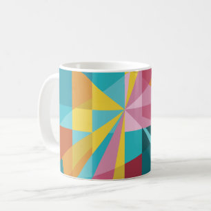 Modern Teal, Pink,Yellow Geometric Design_Abstract Coffee Mug