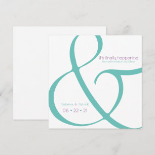 Modern Teal Plum Ampersand Save the Date Invitation