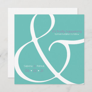 Modern Teal Plum Ampersand  Save the Date Invitation