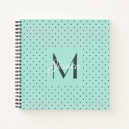 Modern Teal Polka Dot and Monogram Notebook