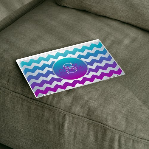 Modern Teal Purple Pink Ombre Zigzag Lines  Name HP Laptop Skin