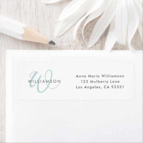 Modern Teal Script Monogram Label