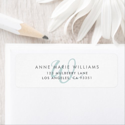 Modern Teal Script Monogram Label