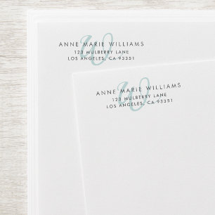 Modern Teal Script Monogram Return Address Envelope