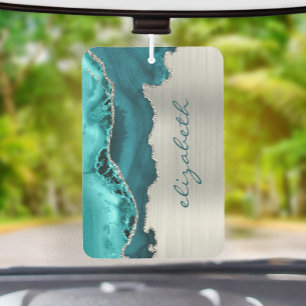 Modern Teal Silver Agate Metallic Air Freshener