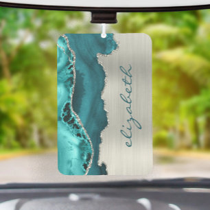 Modern Teal Silver Agate Metallic Air Freshener