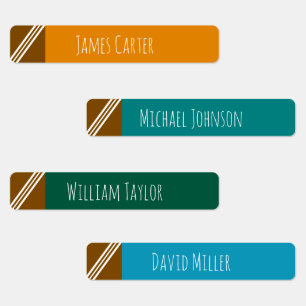 Modern Teal Stripe Name Kids' Labels