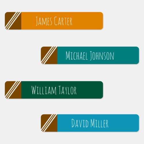 Modern Teal Stripe Name Kids' Labels