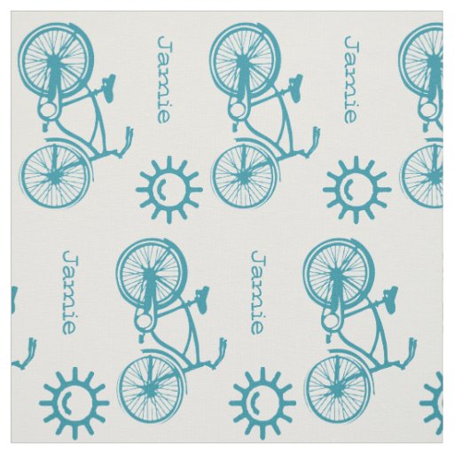 Modern Teal Sunshine Bicycle Personalized Fabric
