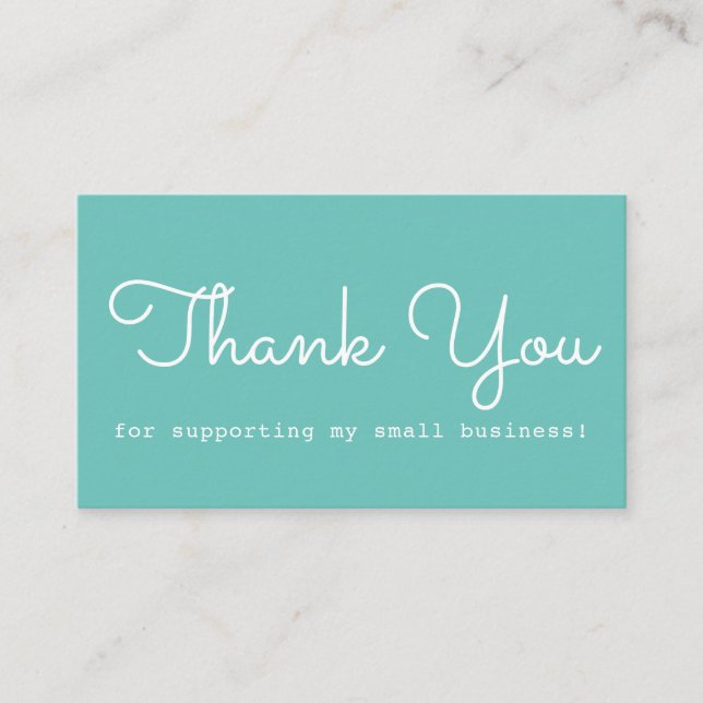 Modern Teal Thank You Business Card (Front)