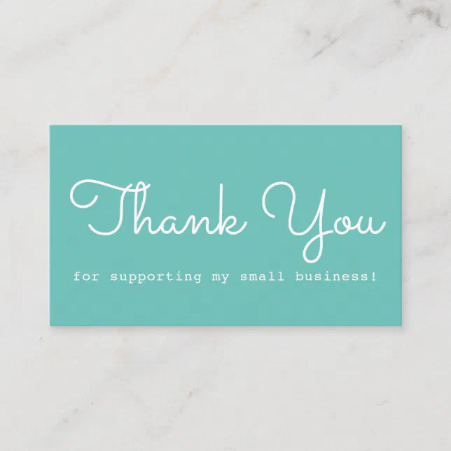 Modern Teal Thank You Business Card | Zazzle